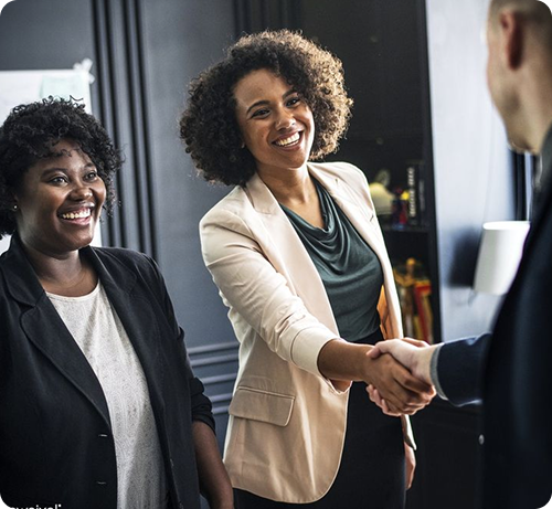 Woman shaking hands
