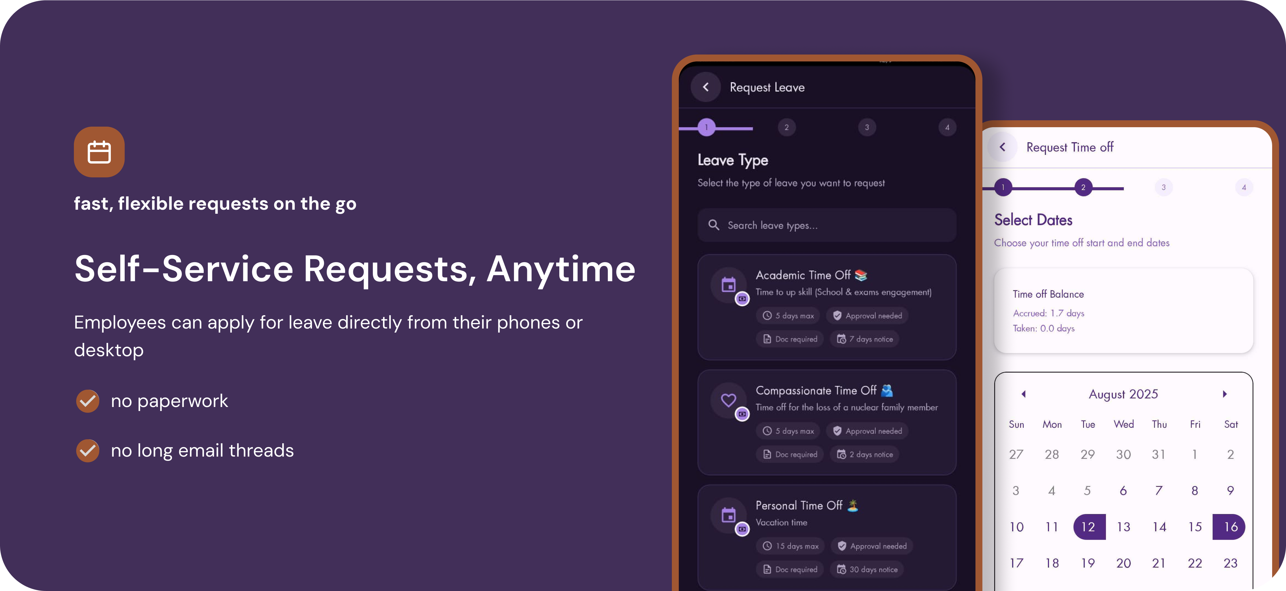 Self-Service Requests, Anytime mockup